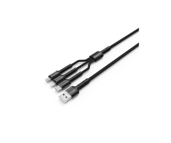 LDNIO CABO 3 EM 1 USB-C / LIGHTNING / MICRO 1.2M FC